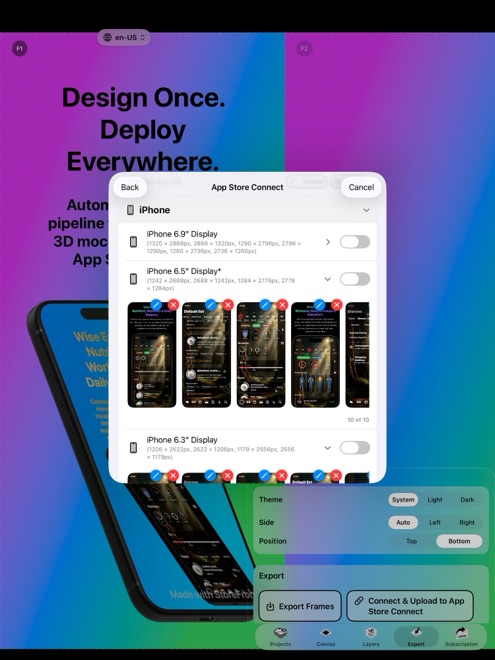 Upload to App Store Connect from the app